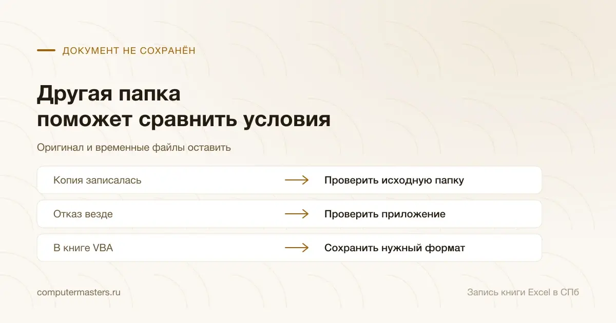 Локальная запись Excel помогает сравнить исходную папку и приложение