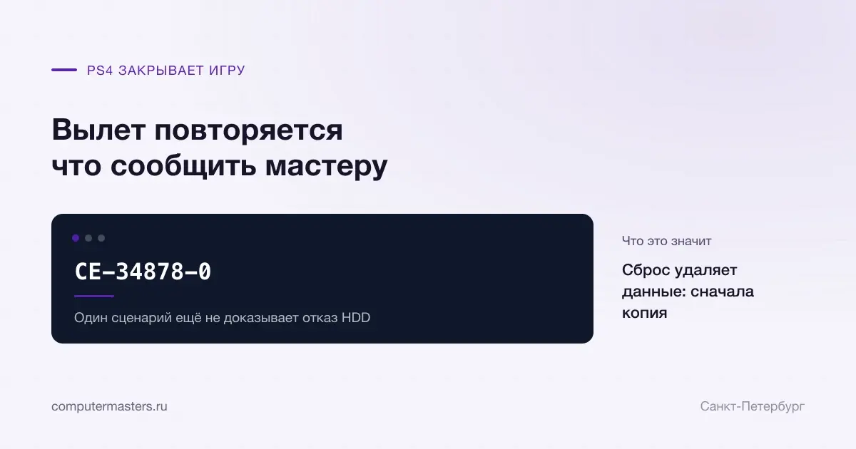 Код CE-34878-0 и проверка локальных данных PS4