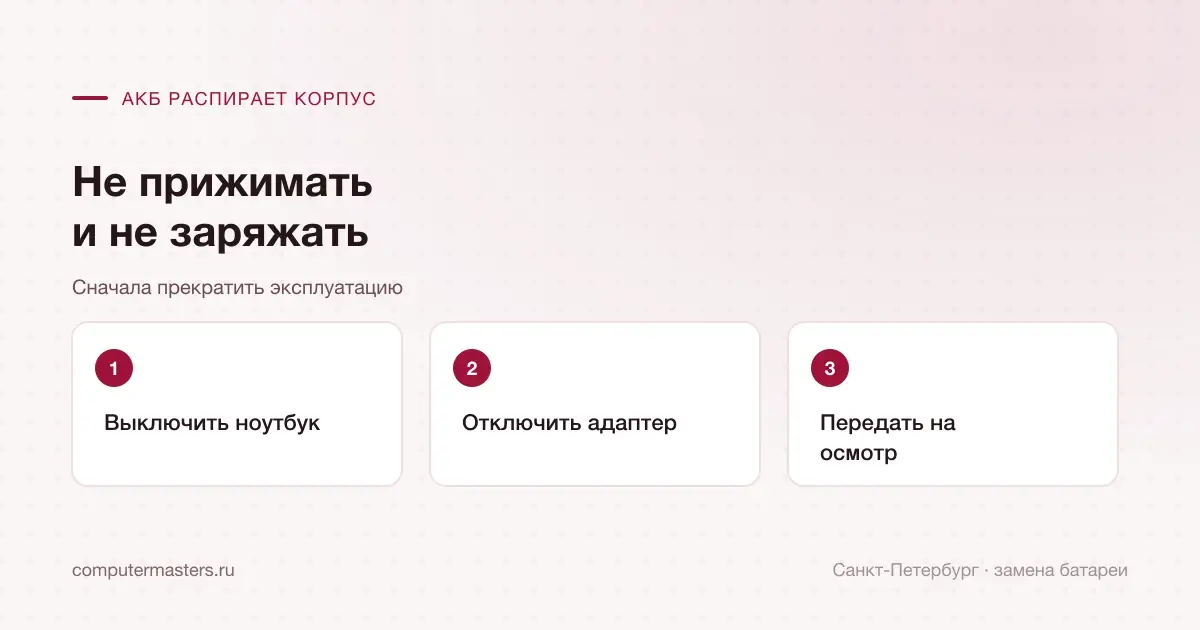 Остановка эксплуатации ноутбука, корпус которого распирает АКБ