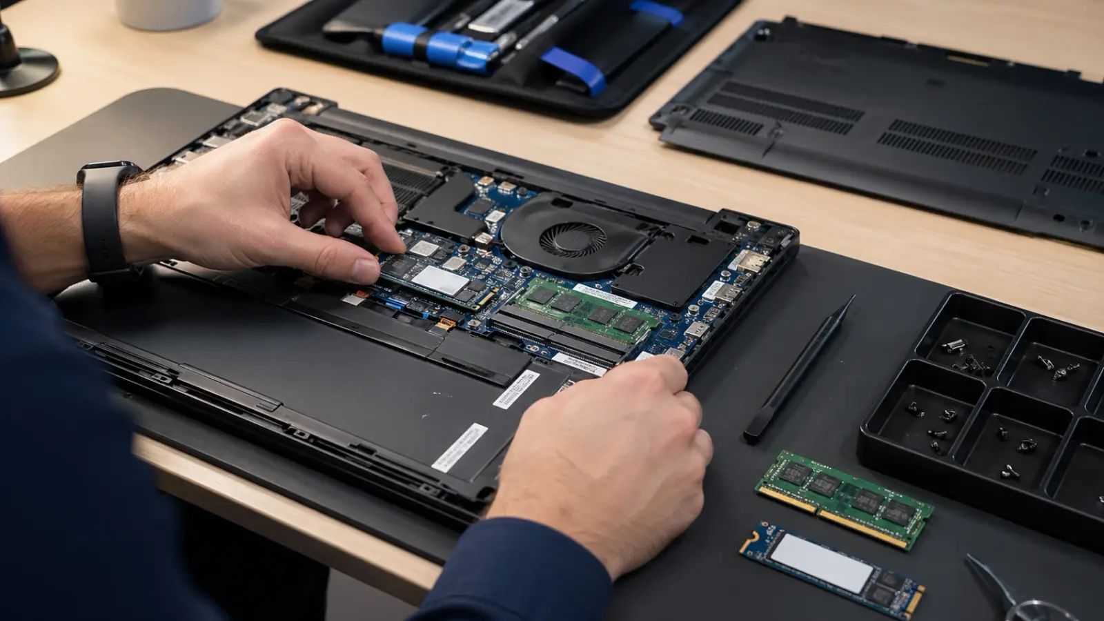 Установка SSD и модуля оперативной памяти в ноутбук
