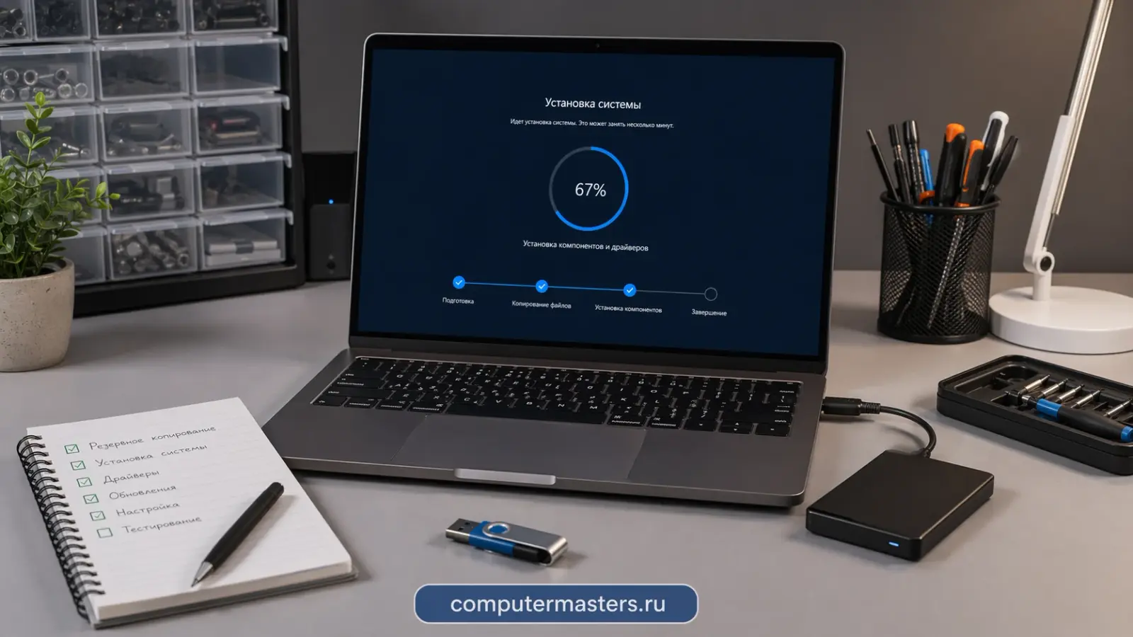 Установка Windows на ноутбук клиента, на экране этап настройки системы